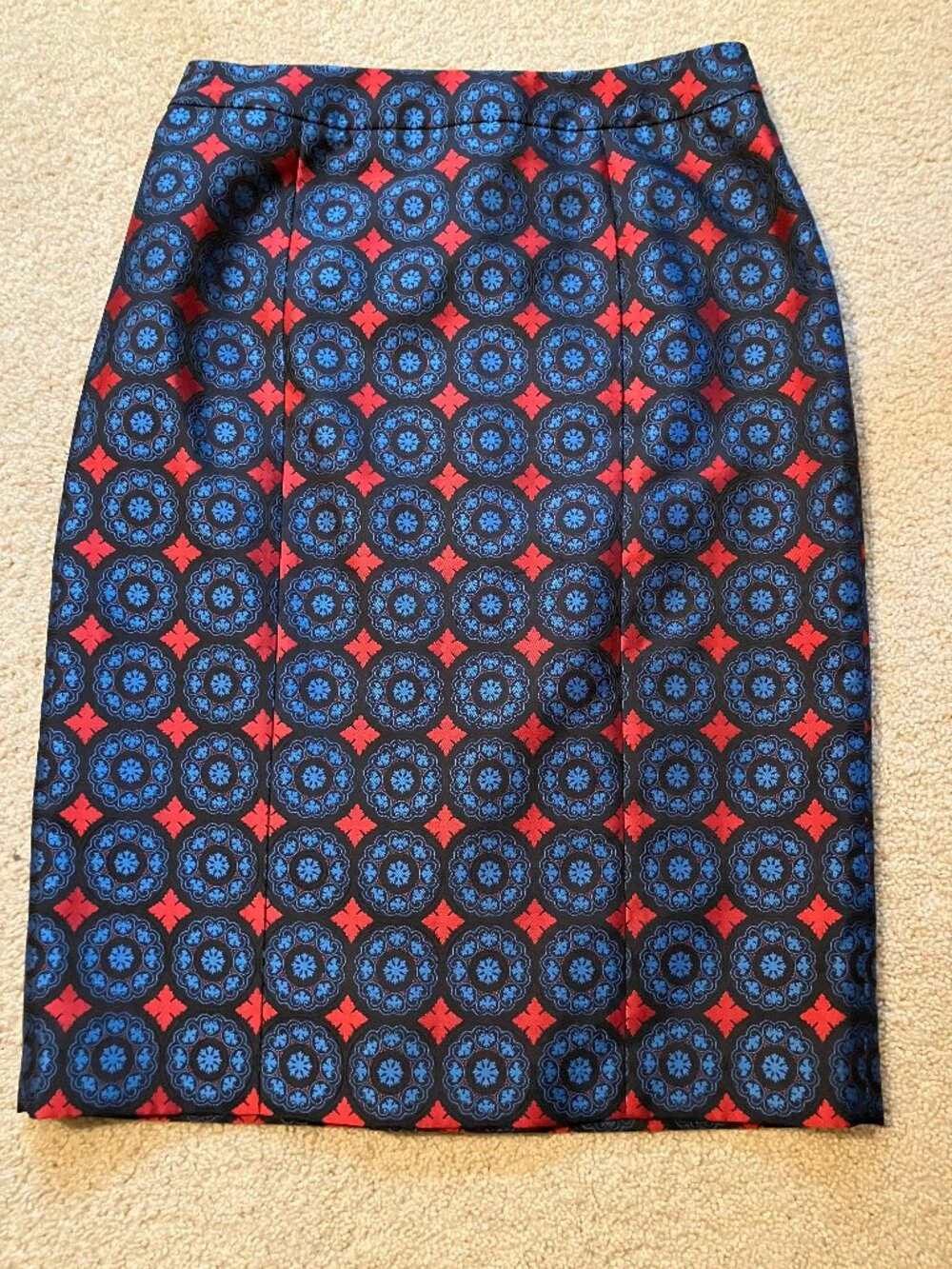 Anne Klein Pencil Skirt, Size 4, Navy/Red/Cobalt Blue